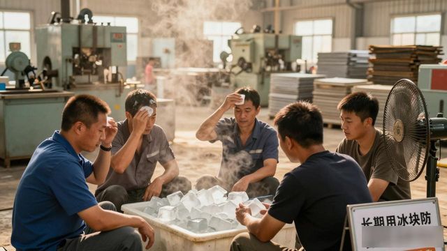 车间高温不用愁 济南防暑降温冰块成了工人的救命凉方